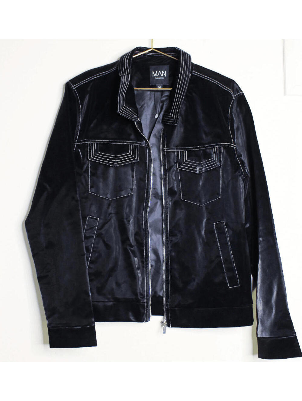 Boohoo Black Shiny Western Jacket - Medium